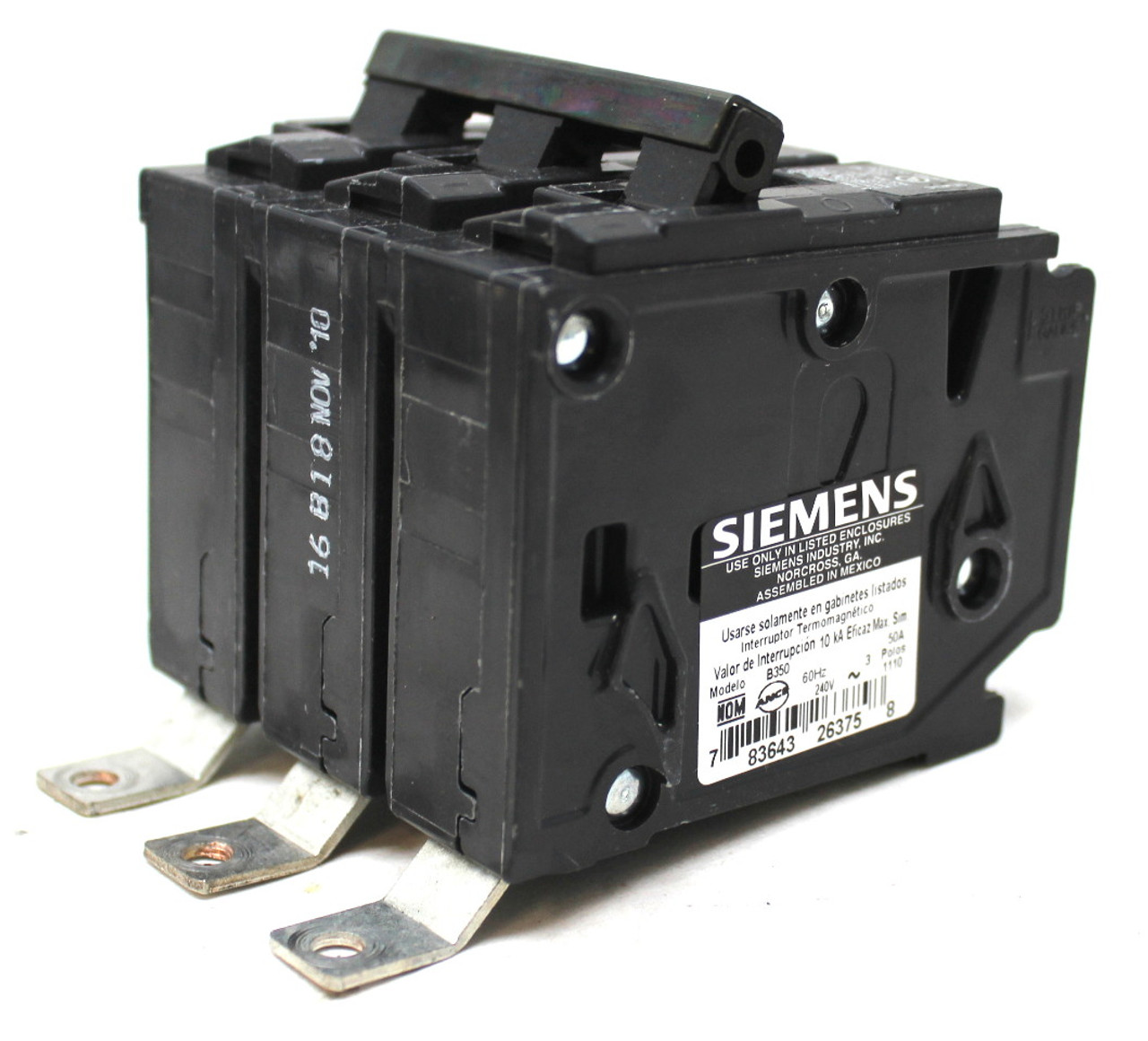 Siemens B350 Circuit Breaker 3 Pole, 50 Amp, 240V