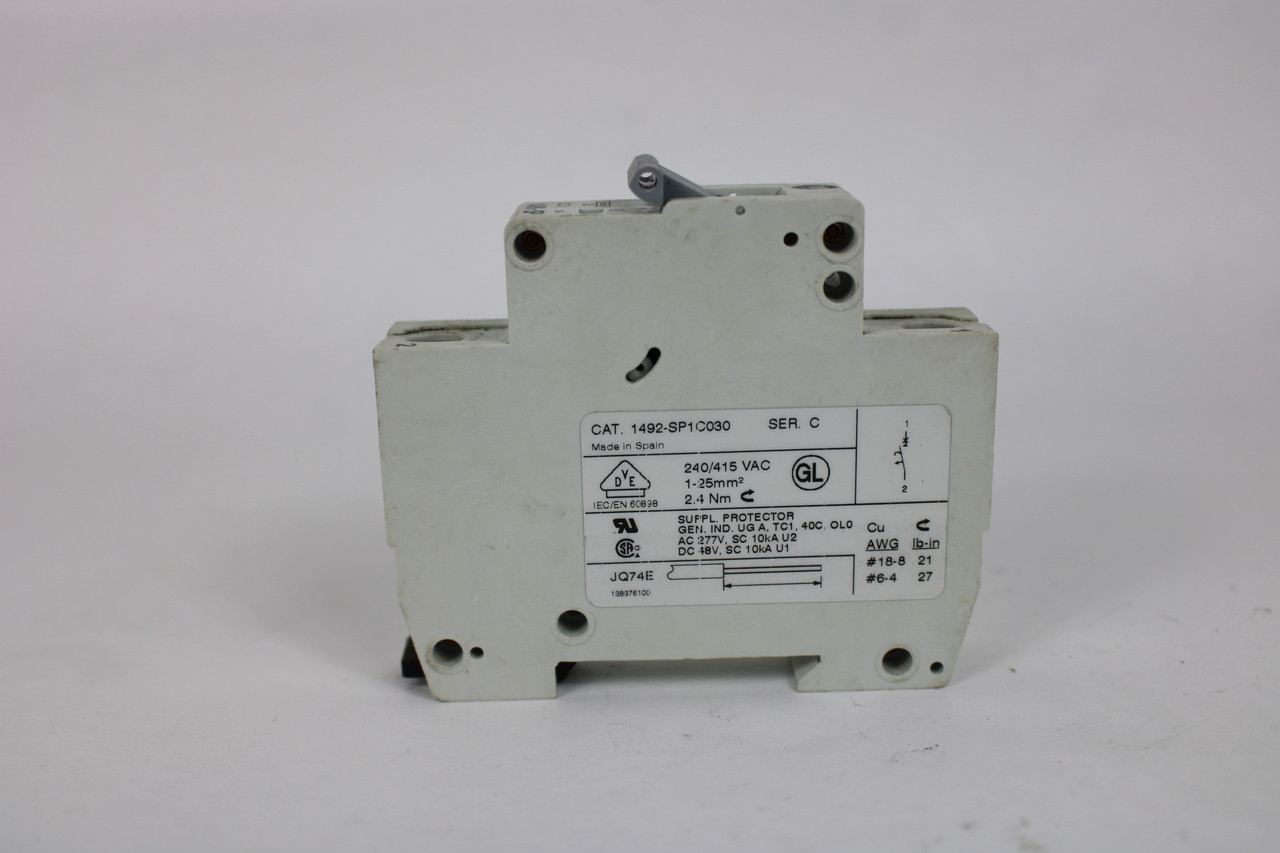 Allen Bradley 1492-SP1C030 1 Pole 3 Amp 240/415Vac Ser C Circuit Breaker
