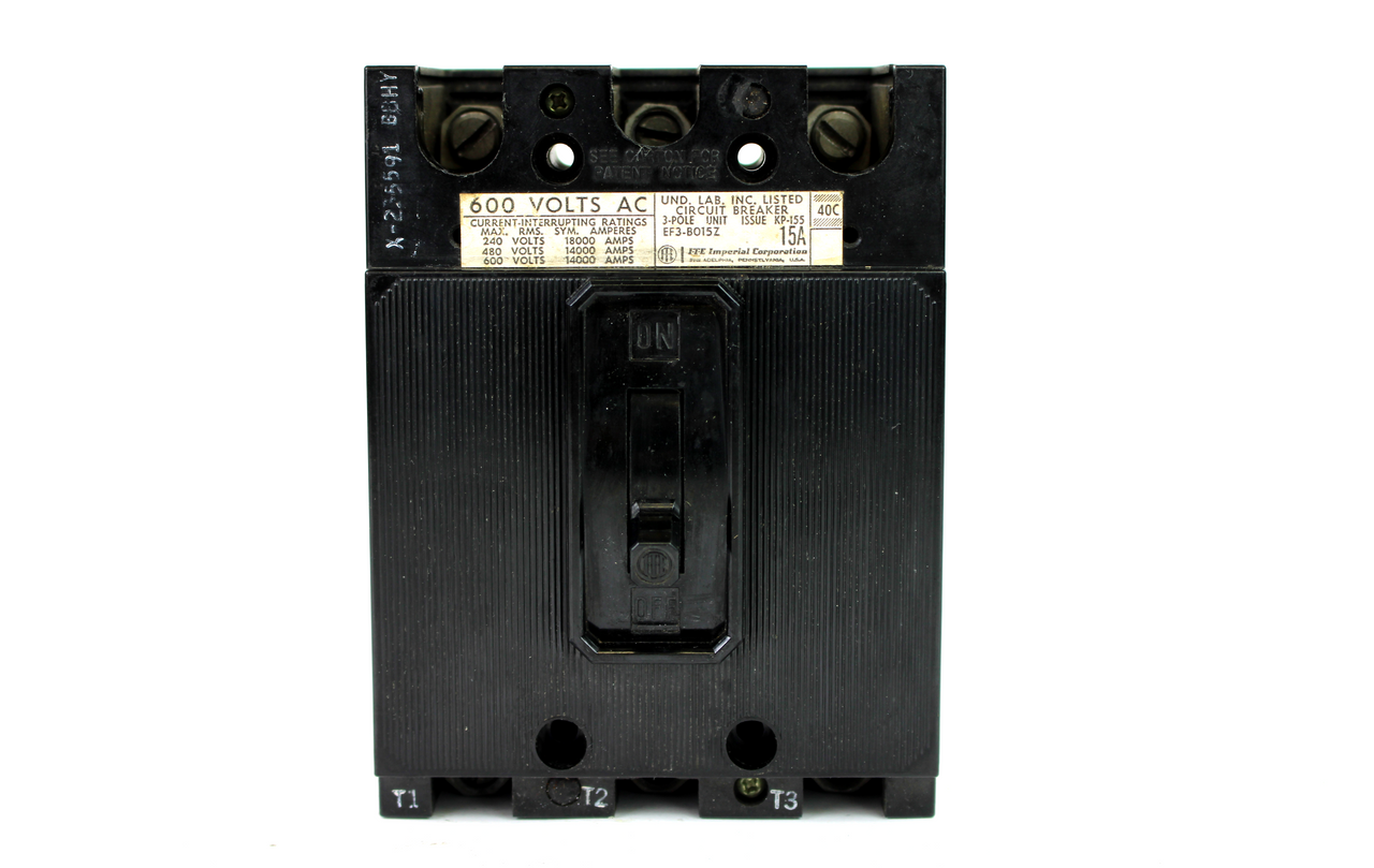 ITE EF3-B015Z Circuit Breaker, 15 Amp, 3-Pole, 600V AC