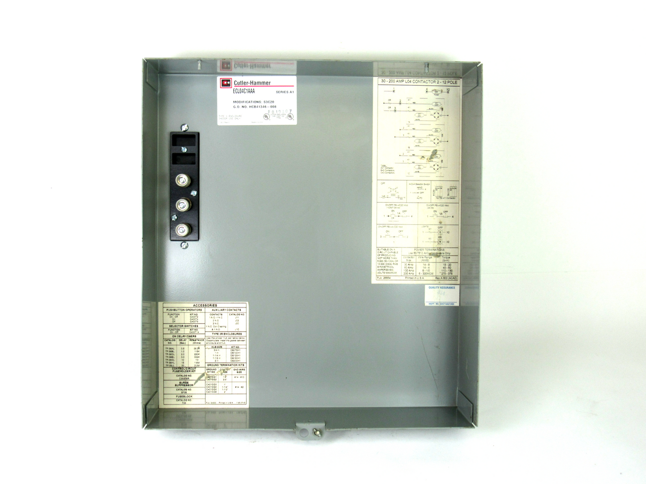 Cutler-Hammer ECL04C1AAA Ser. A1 Latched AC Lighting Contactor Enclosure,  600V AC