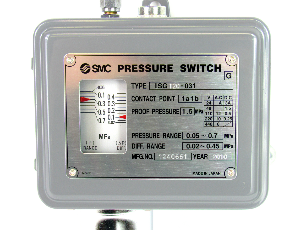 SMC ISG120-031 Pressure Switch, 1.5 MPa Proof Pressure