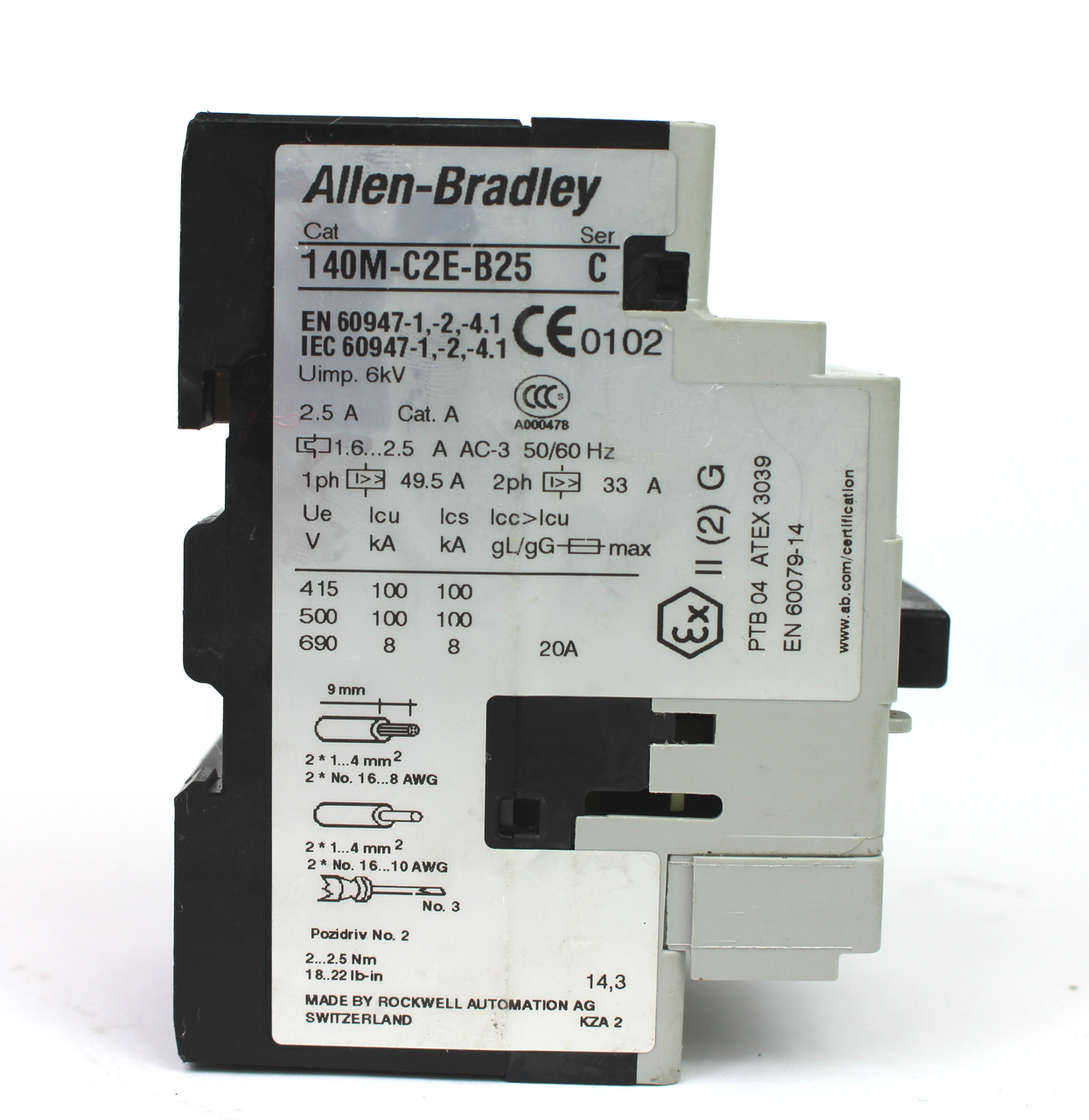 Allen Bradley 140M-Allen Bradley 140M-C2E-B25 Series C Motor Protector 2.5A-B25 Series B Motor Protector 2.5A