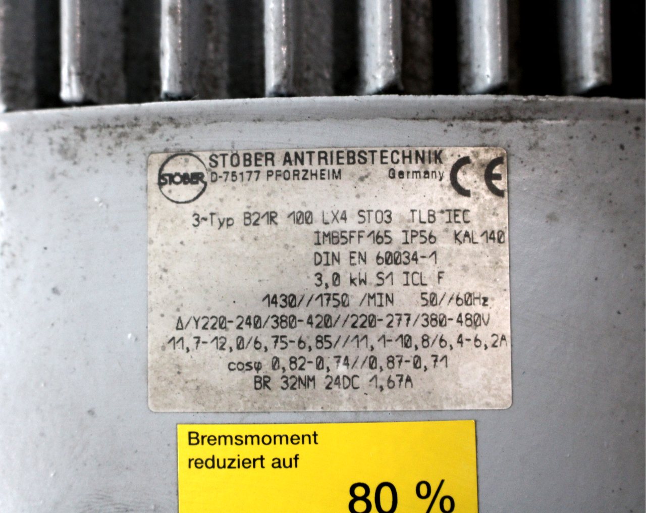 Stober B21R100LX4ST03 Gear Motor 3-Phase w/ K302VNG0115MR30D100L4 Gearbox