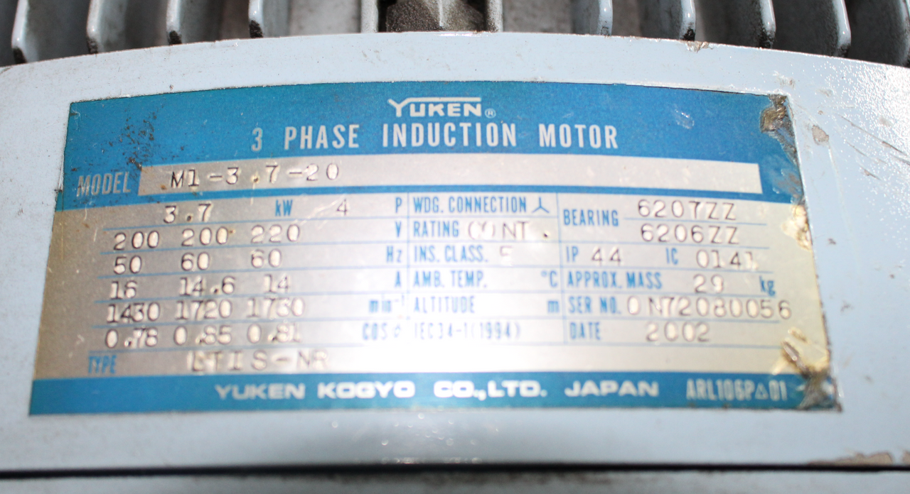 Yuken YA16-C-6-3.7-41 Hydraulic System w/ 3.7kW Motor & Piston Pump