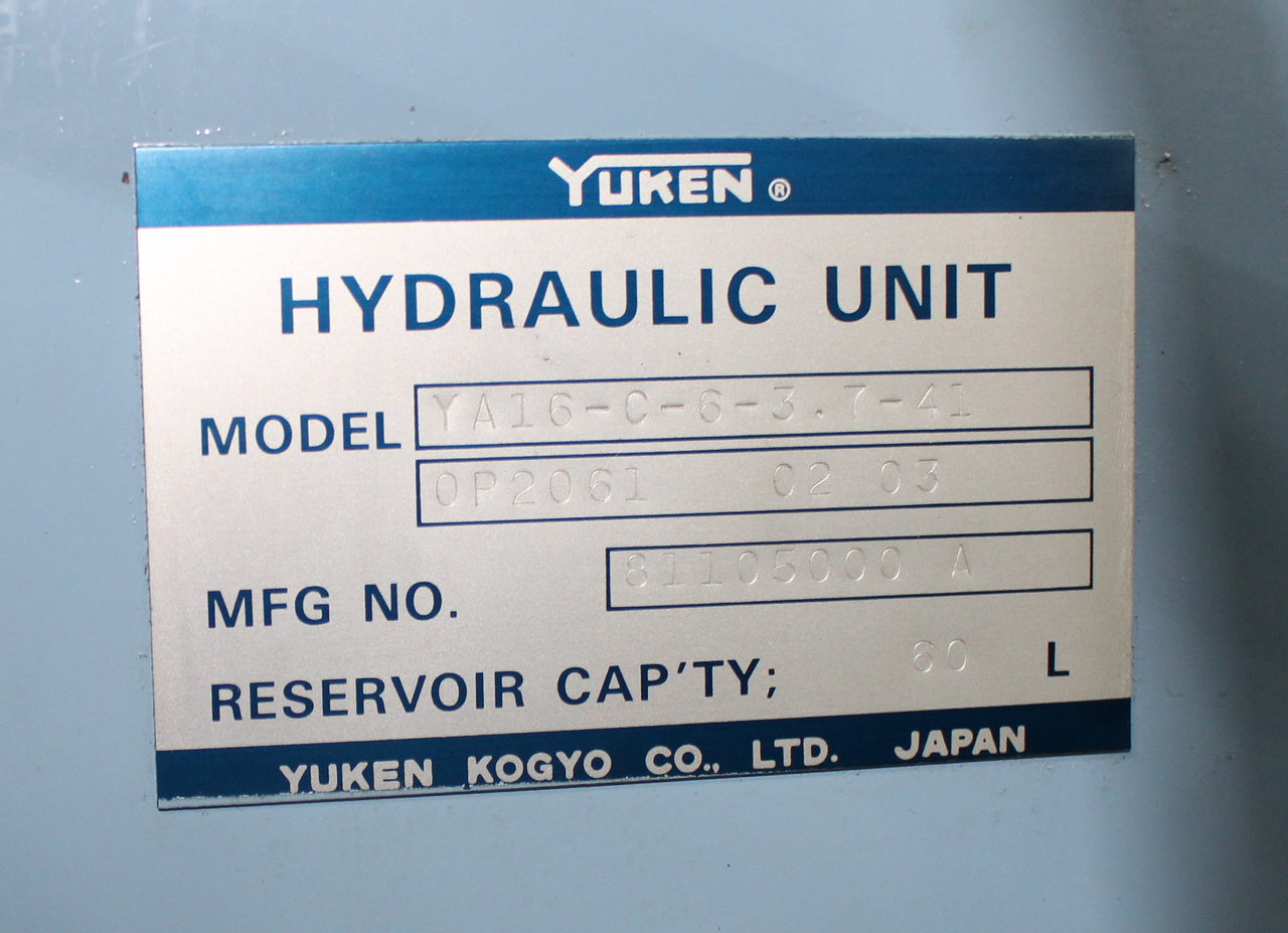 Yuken YA16C63.741 Hydraulic System w/ 3.7kW Motor & Piston Pump