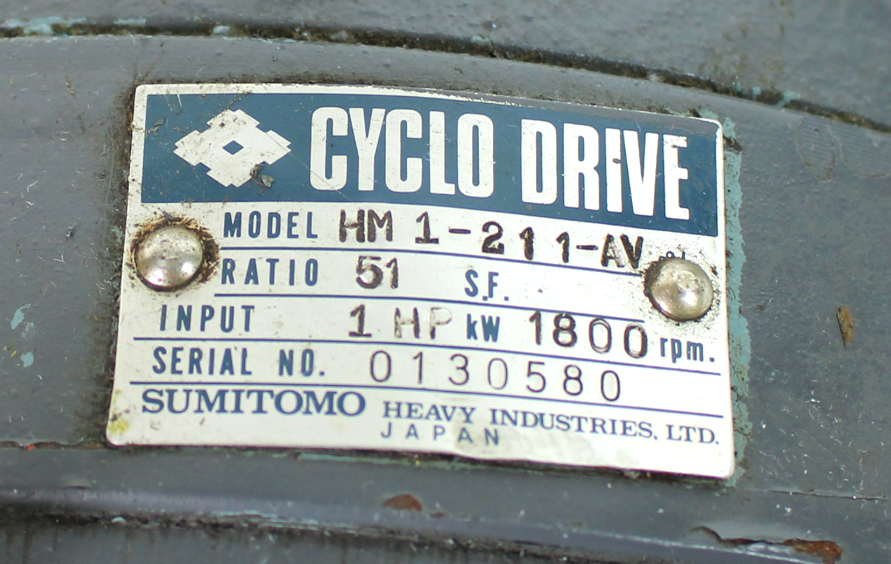 Sumitomo HM 1-27 1-AV Cyclo Gear Drive 1Hp u0026 TC-FV AF Inverter Motor w/  FB-2 Magnetic Break