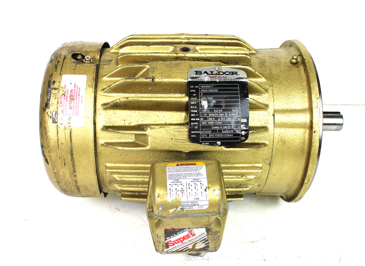 Baldor VEM3661T Electric Motor 3HP 208-230/460V 1755RPM