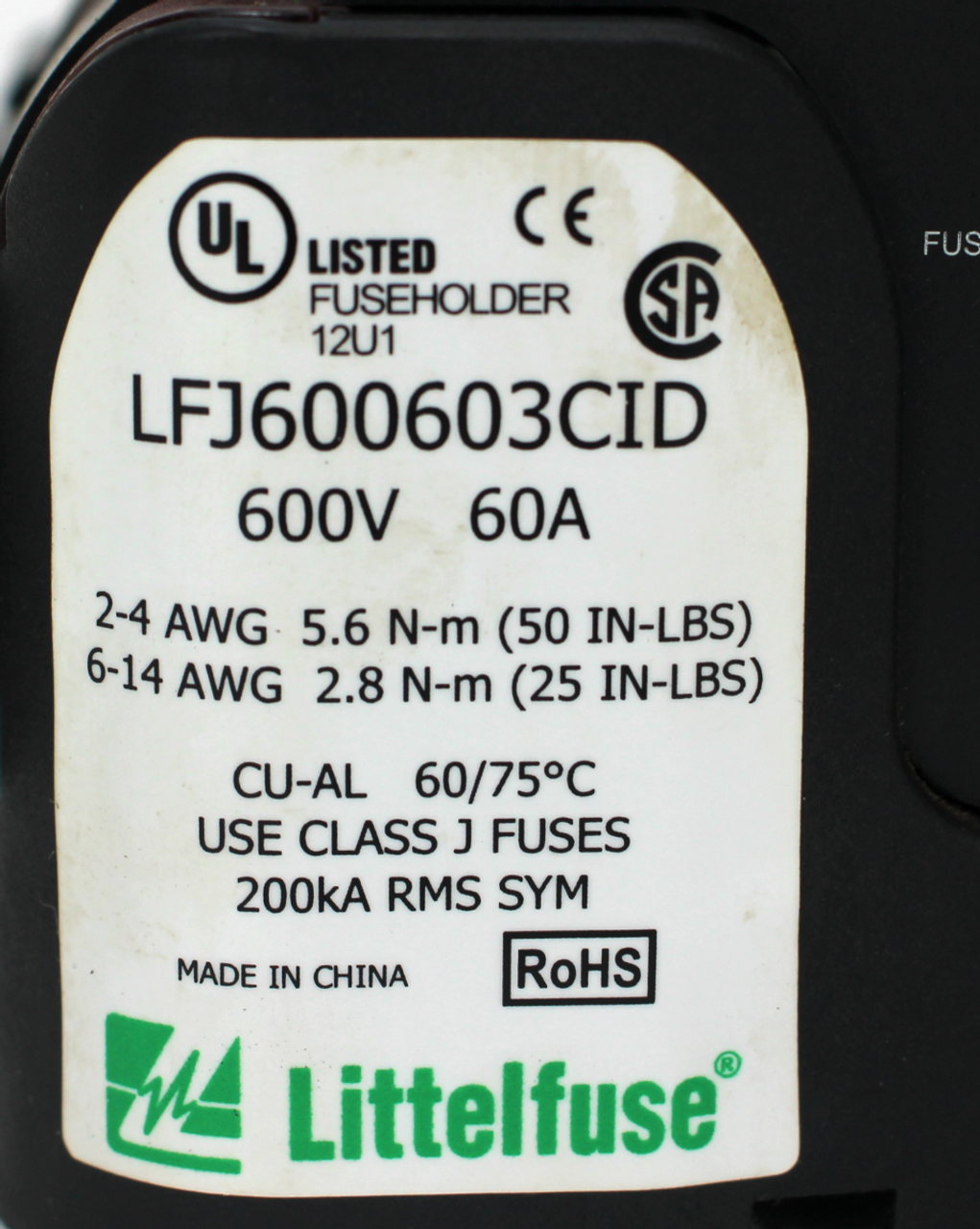 Littelfuse LFJ600603CID Fuse Holder 600V 60A