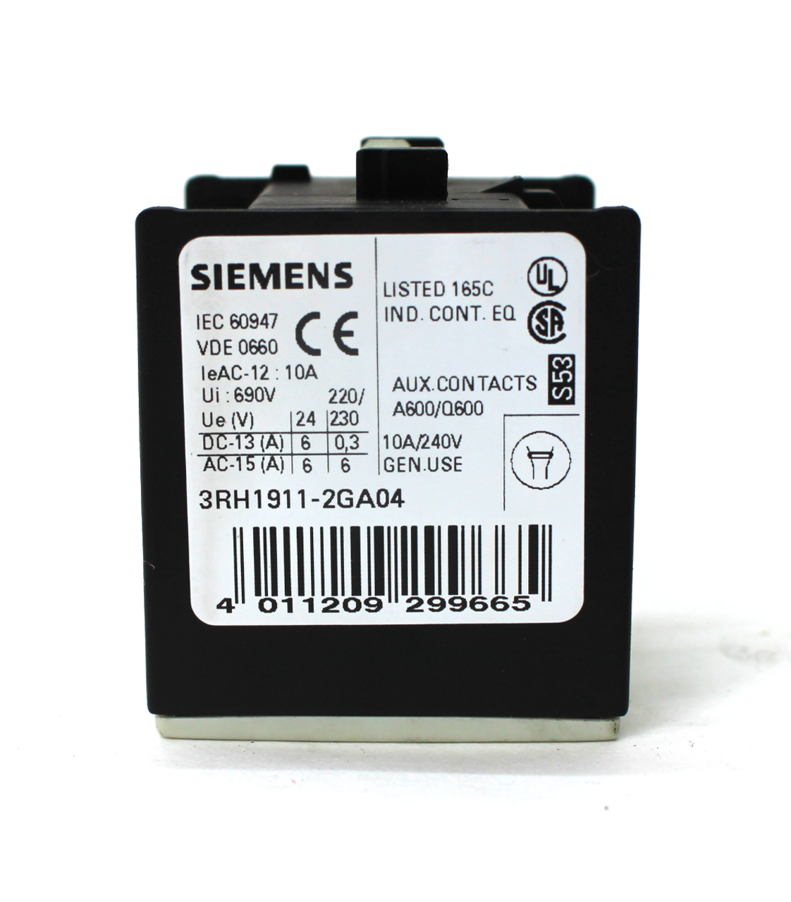 Siemens 3RH1911-2GA04 Auxiliary Contact 10A