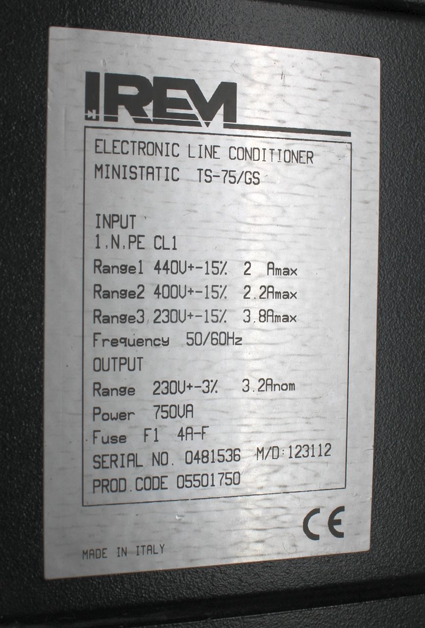 IREM Ministatic TS-75/GS Electronic Line Conditioner 750VA