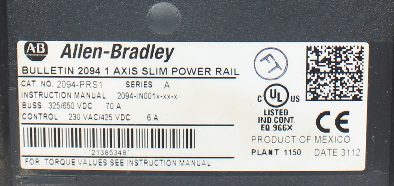Allen Bradley 2094-PRS1 Ser.A Axis Slim Power Rail