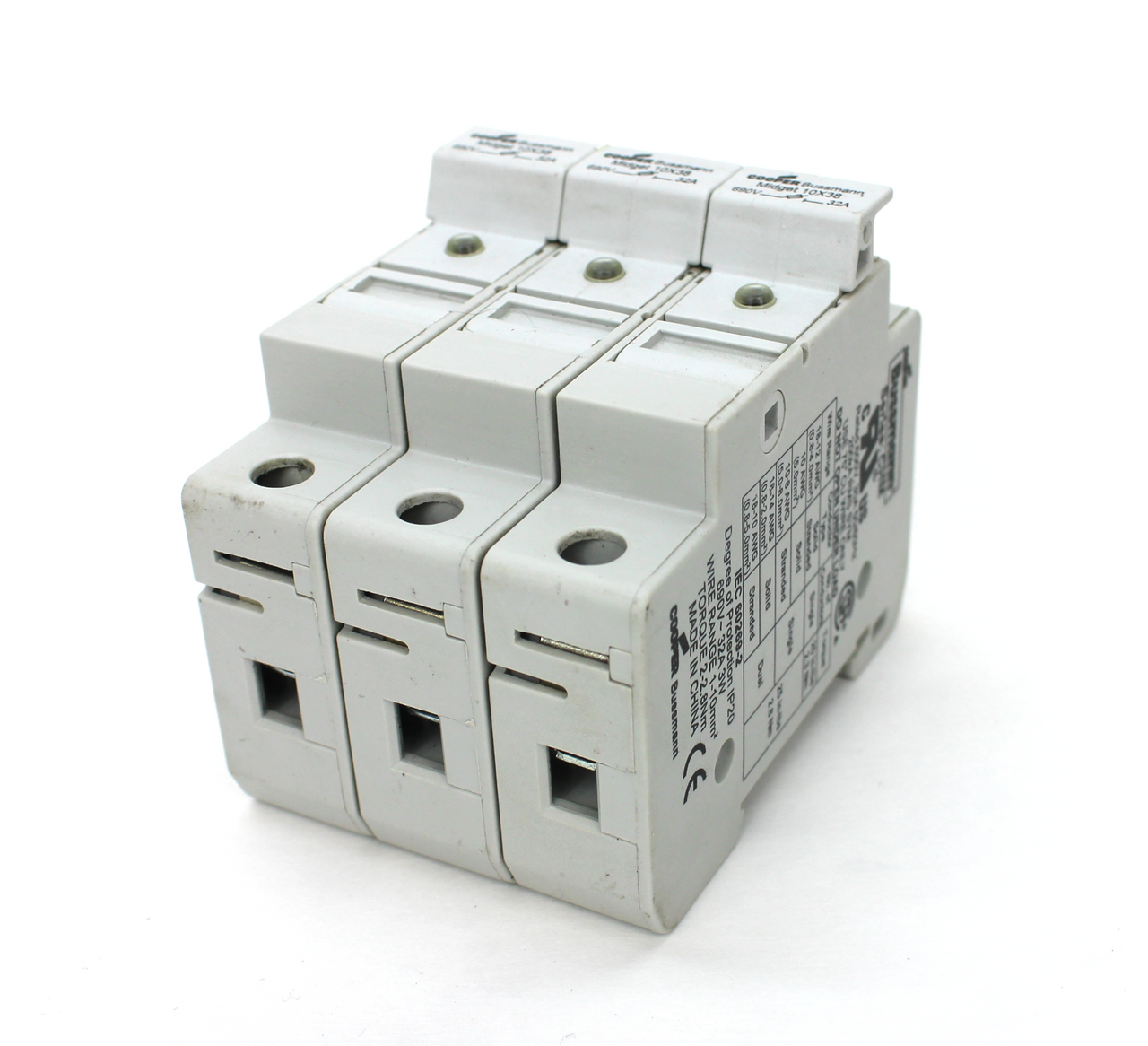 Cooper Bussmann CHM Midget 10X38 3 Pole Fuse Holder