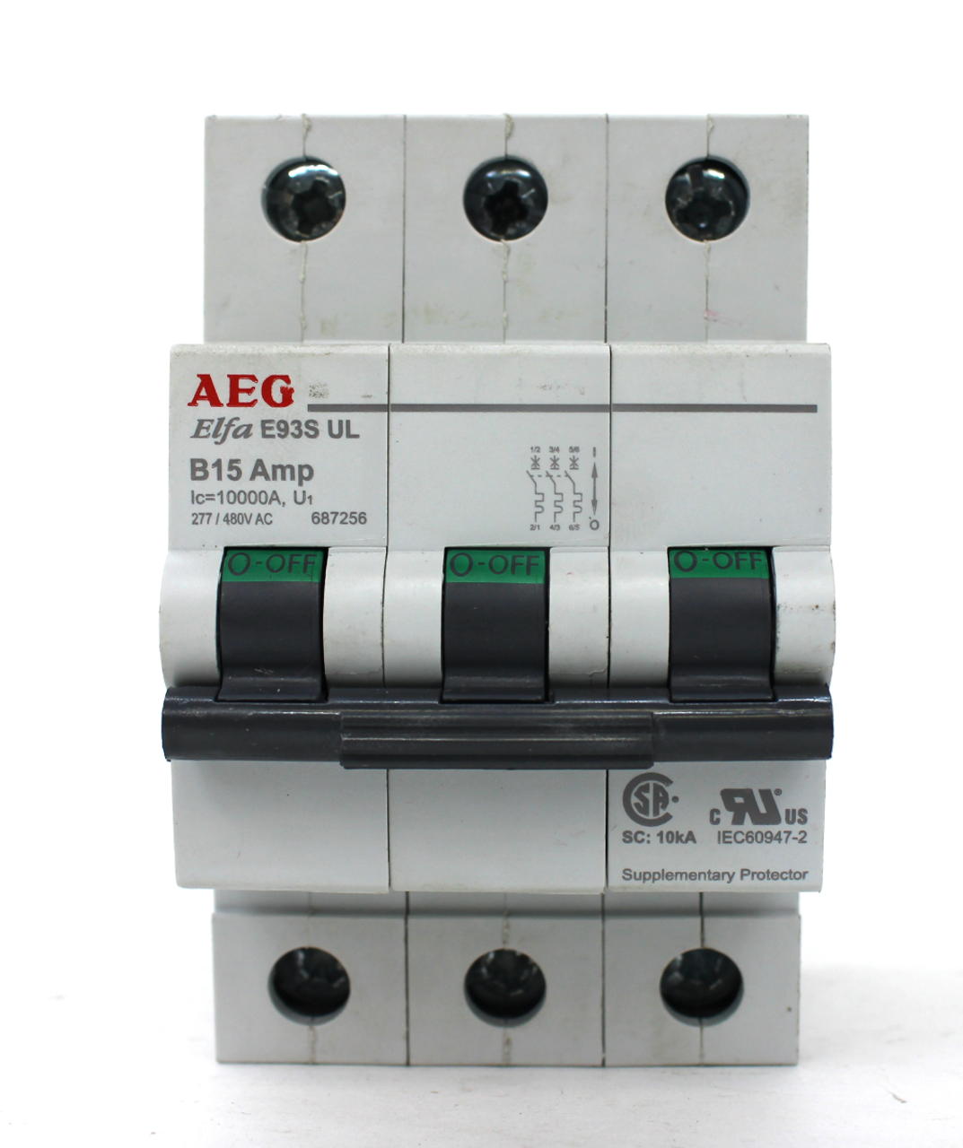 AEG Elfa E93S UL B15 Amp Circuit Breaker 277/480VAC