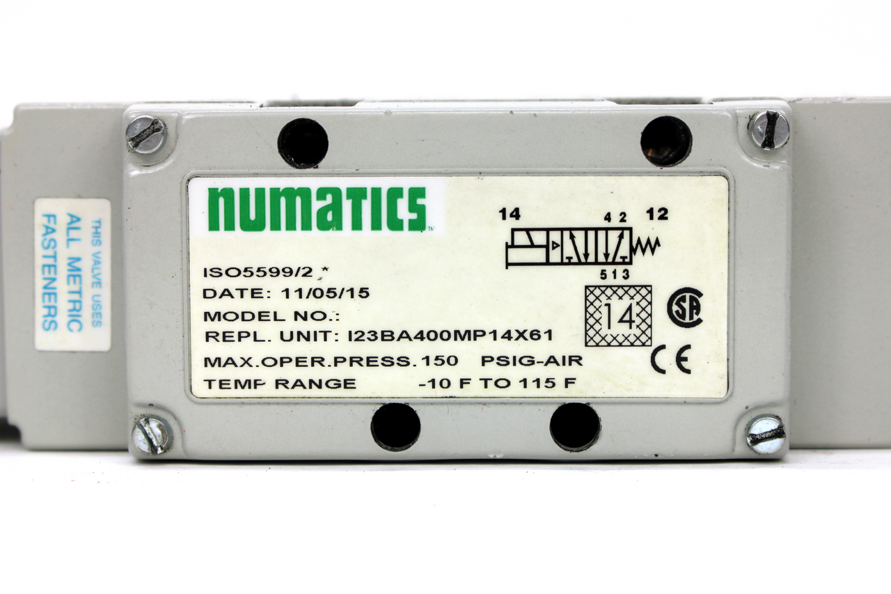 Numatics I23BA400MP14X61 Solenoid Valve, 150 PSIG-Air