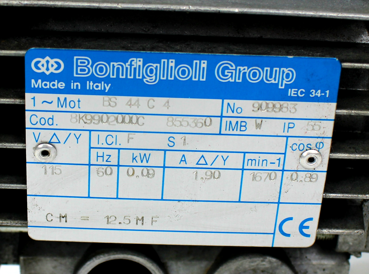 Bonfiglioli BS 44 C 4 Gear Motor 115V w/ VF R 44 P1 S44 Gear Reducer