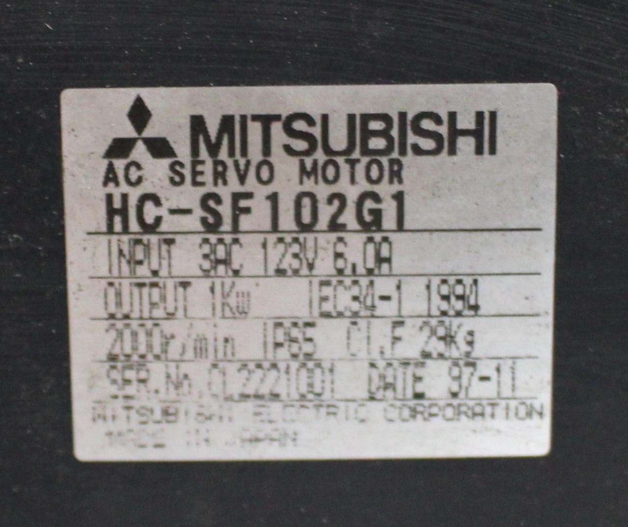 Mitsubishi HC-SF102G1-S1 Servo Motor w/ Cyclo Drive CNHM-4115-11 Gear Motor *ENCODER CONNECTOR IS CHIPPED*