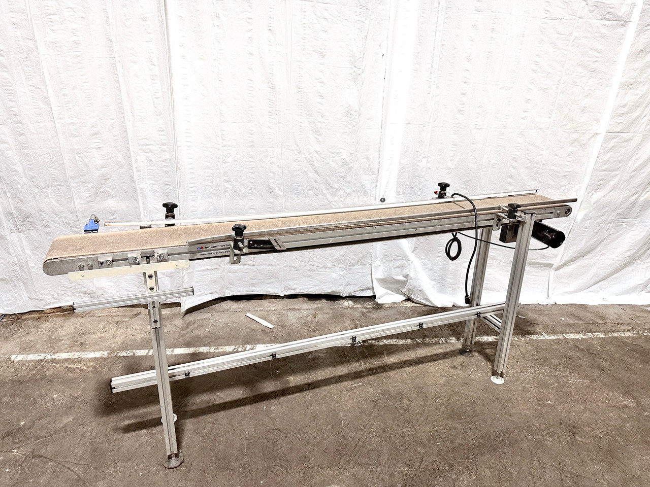 8" x 84" Low Profile Belt Conveyor MK Automation 120V w/ Bodine Speed Controller