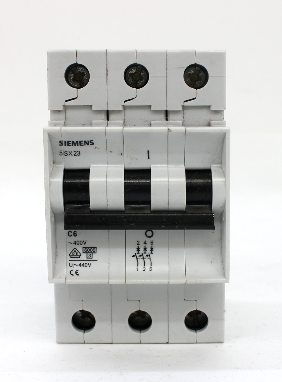 Siemens 5SX23 C6 Circuit Breaker, 2 Pole, 6 Amps