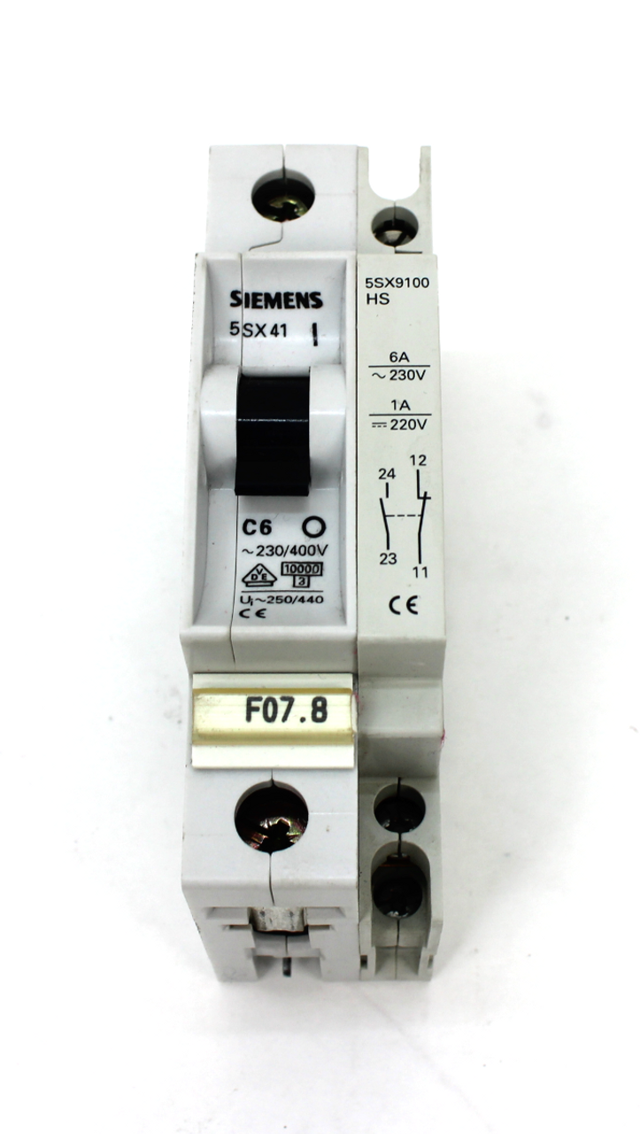Siemens 5SX41 C6 w/ 5SX9100HS Auxiliary Contact