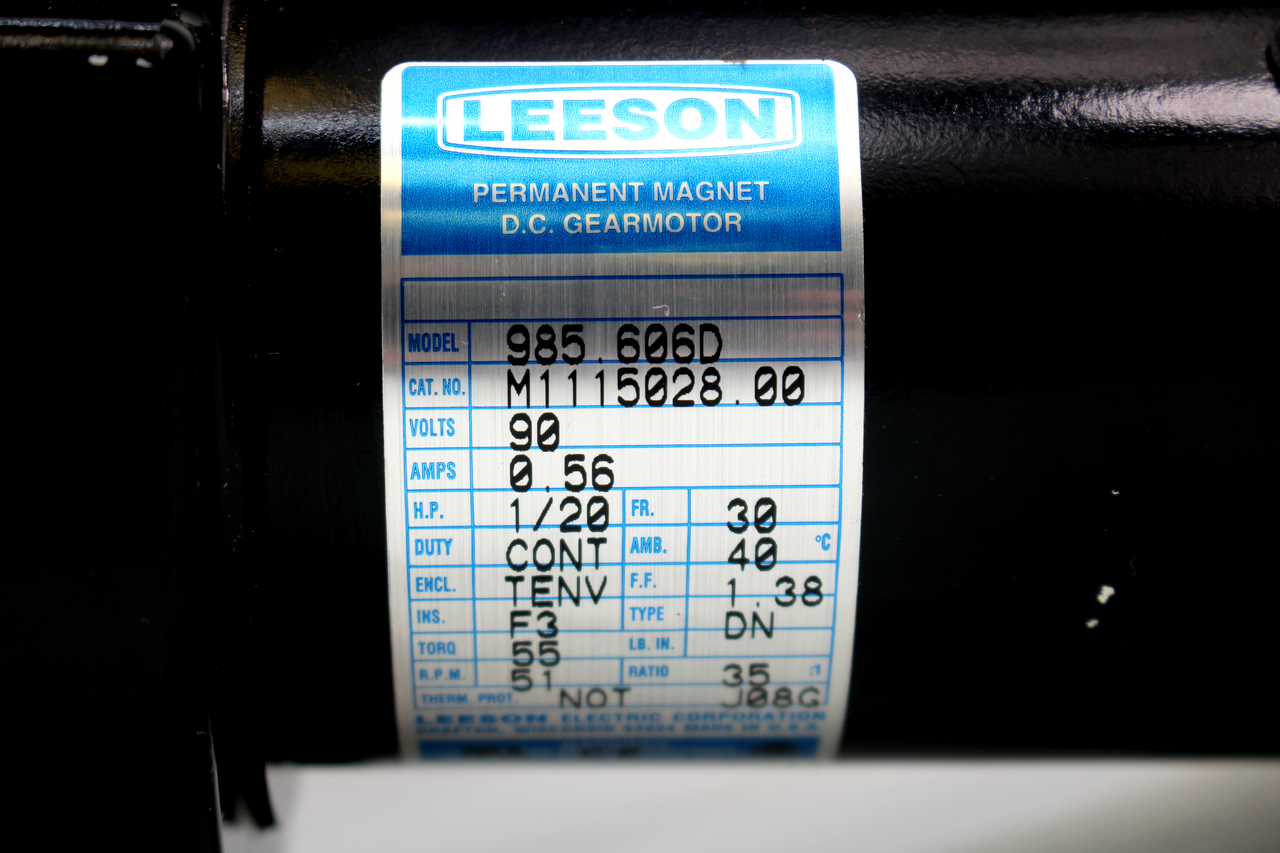 Leeson M1115028.00 Permanent DC Gearmotor, 1/20 HP, 0.04kW