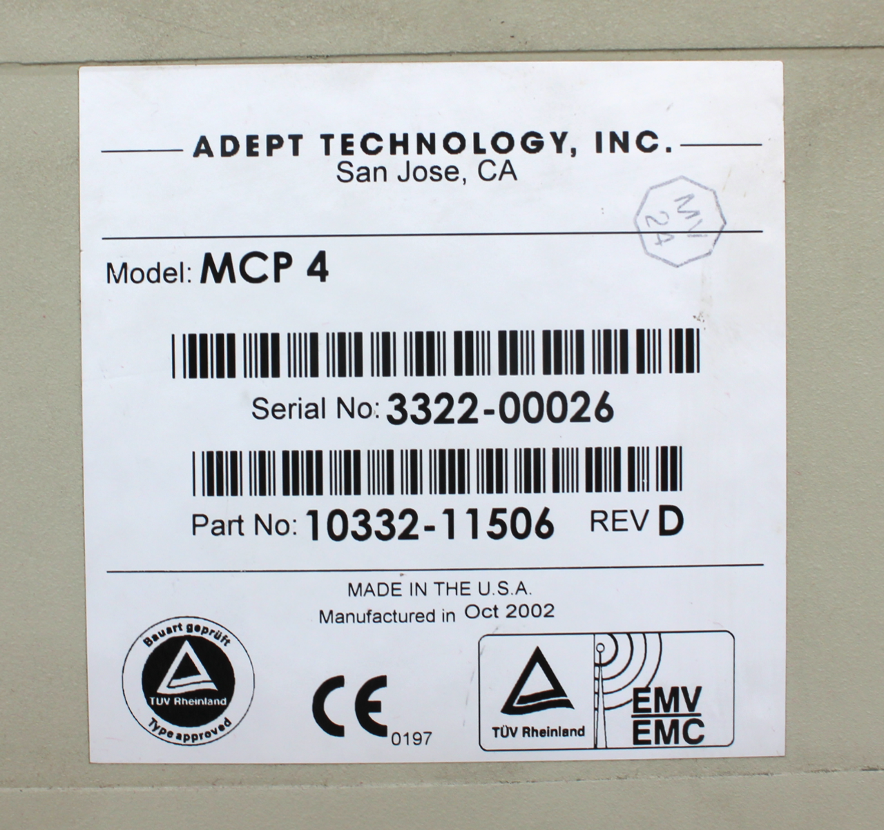 Adept Technology 10332-11506 Robot Teach Pendant Manual Control, Rev.D