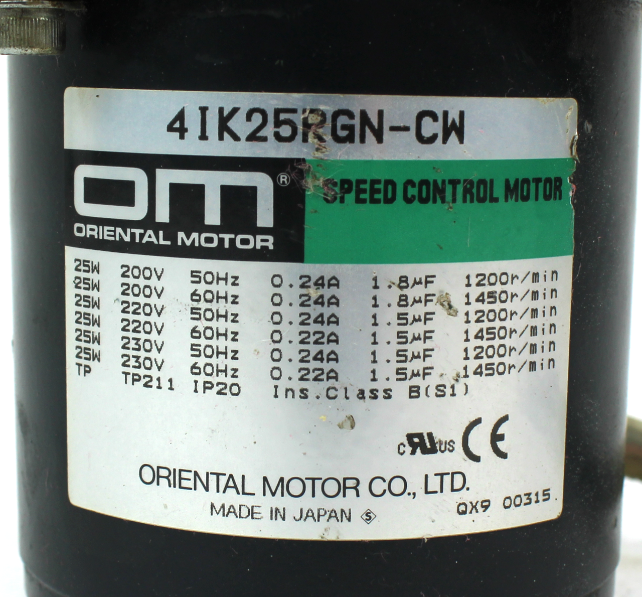 Oriental Motor 4IK25RGN-CW Speed Control Motor w/ 4GN50K Gear Head