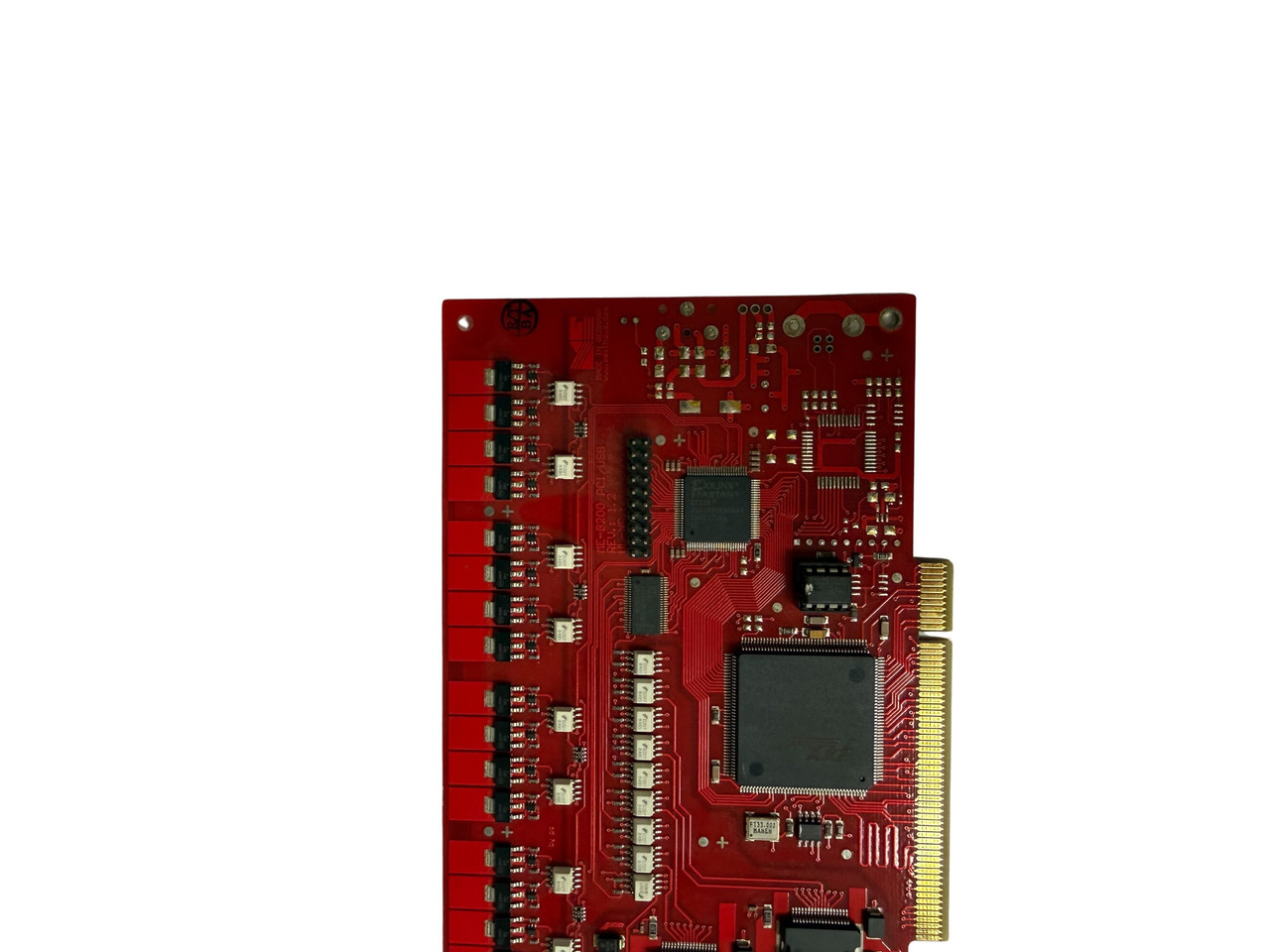 Unknown ME-8200 I/O Module Red PCB with Gold Edge Connector Multiple Input Output Terminals Industrial Control Card