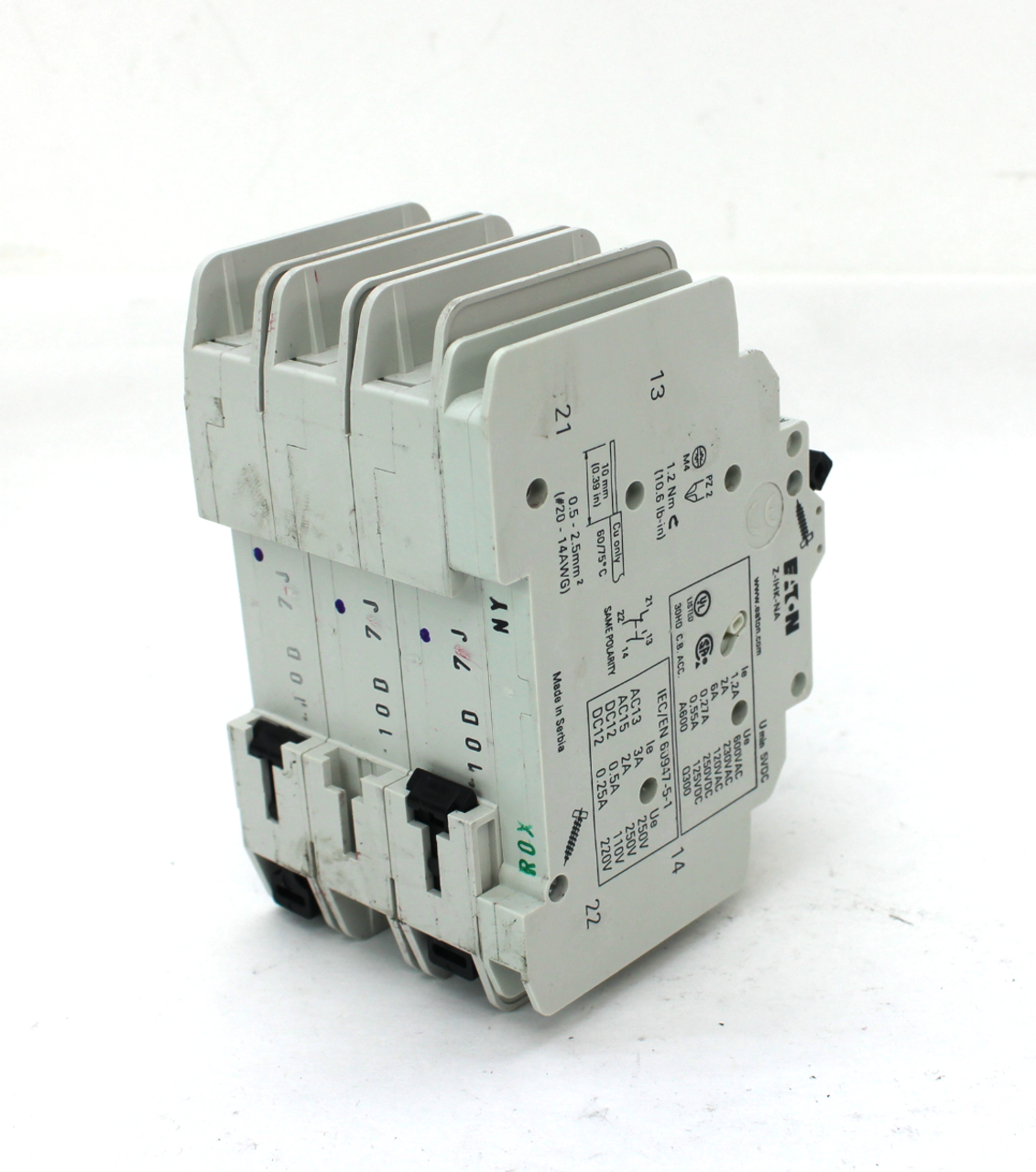 Eaton FAZD10/3NA Circuit Breaker, 3Pole w/ ZIHKNA Auxiliary