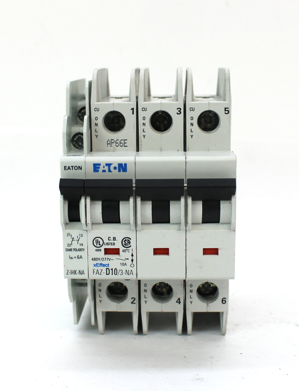 Eaton FAZD10/3NA Circuit Breaker, 3Pole w/ ZIHKNA Auxiliary