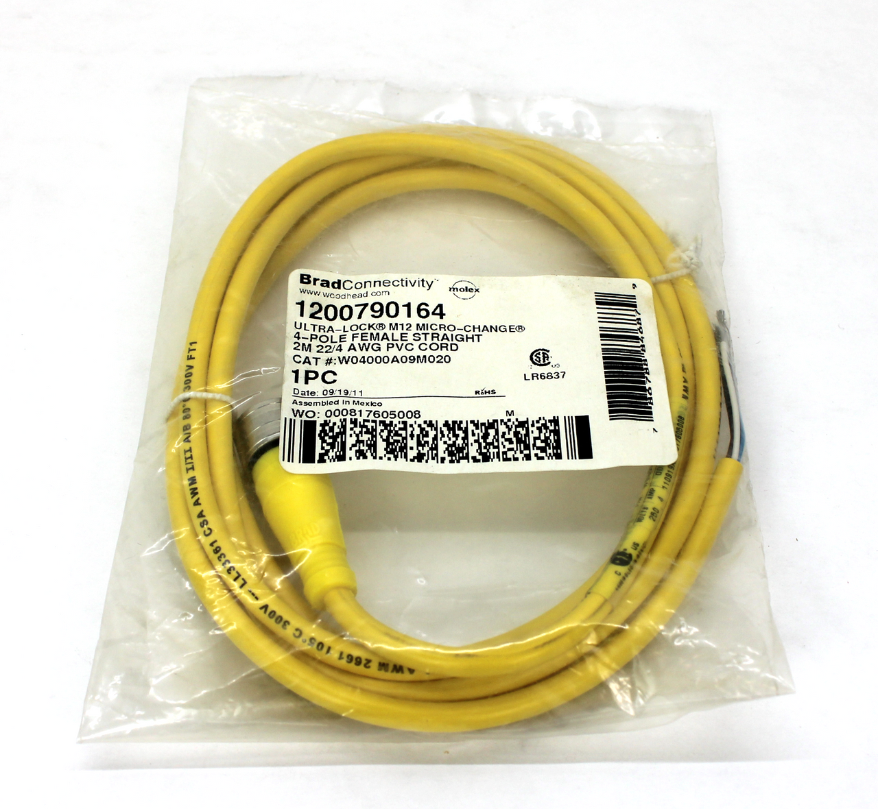 Woodhead W04000A09M020 2M 22/4 AWG PVC Cord