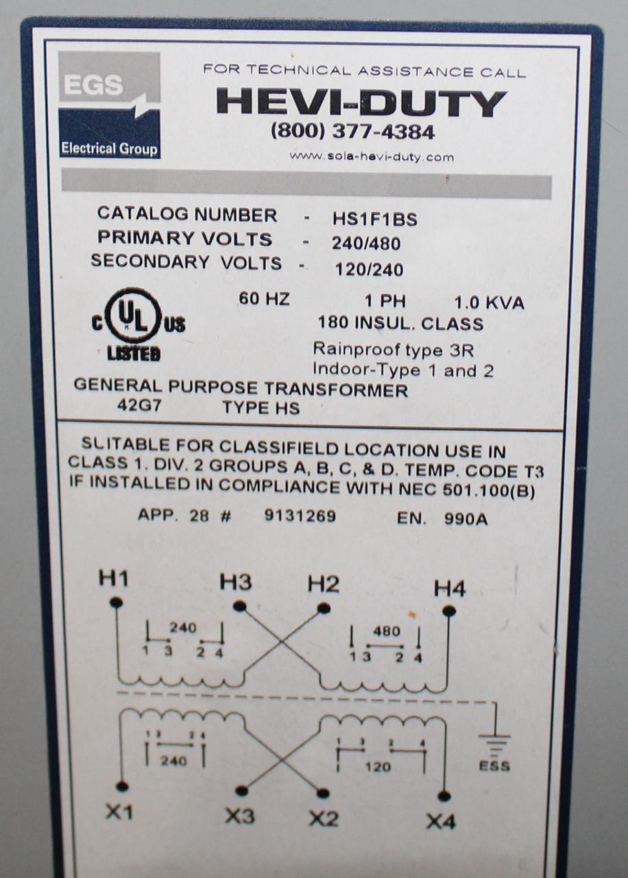 Solo Heavi-Duty HS1F1BS General Purpose Transformer, 1.0KVA, 1 Phase