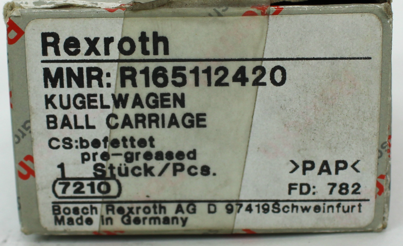 Rexroth R165112420 Ball Carriage Runner Block, New