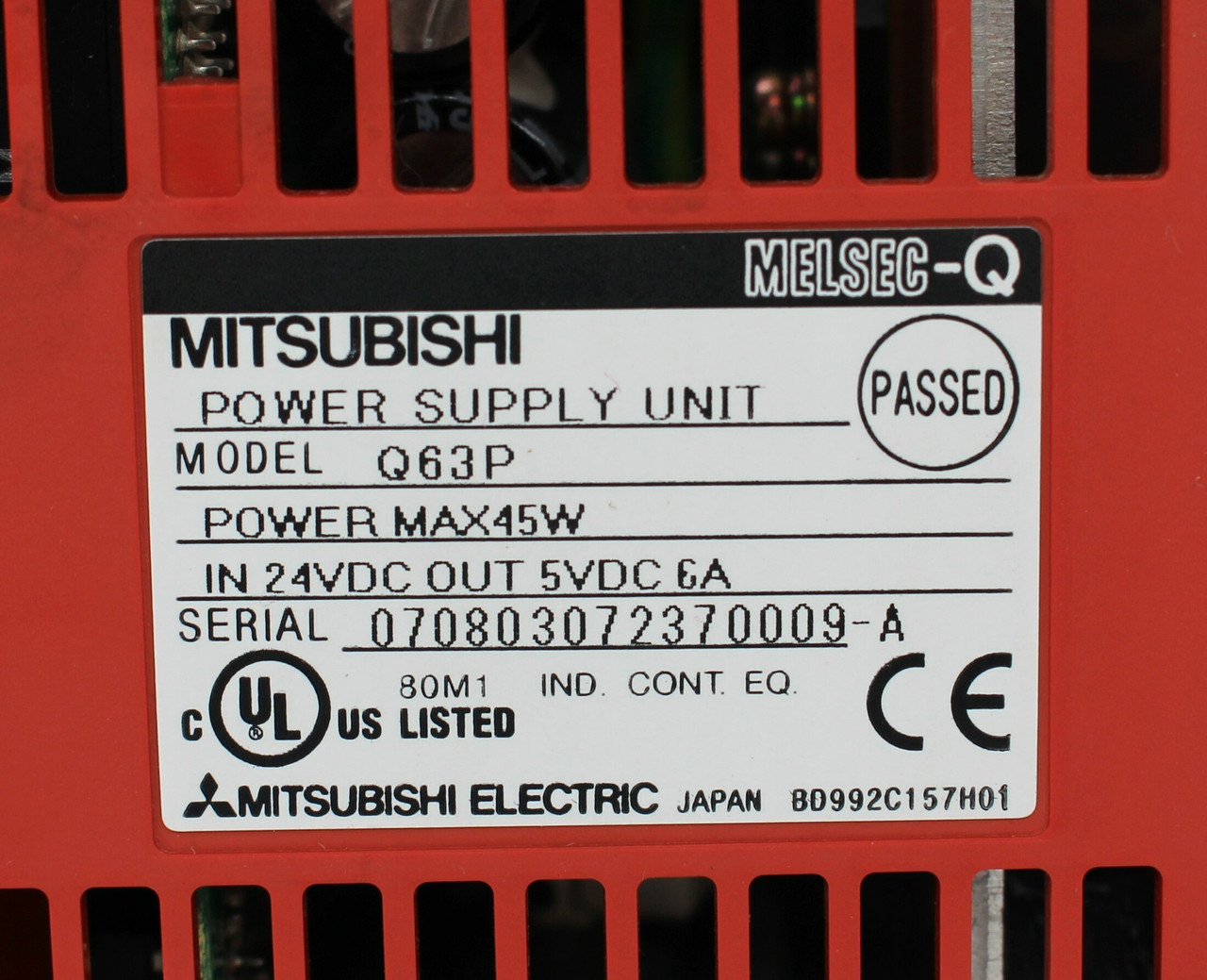 Mitsubishi Q63P Power Supply Unit, 43W, 24VDC