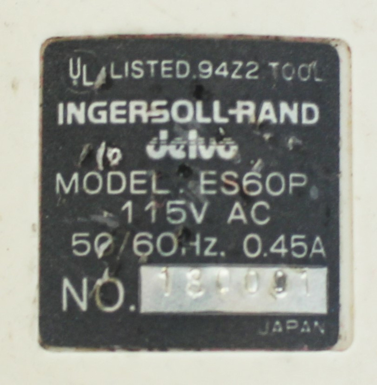Ingersoll Rand ES60P Electric Screwdriver 115VAC, 50-60 Hz, 0.45A