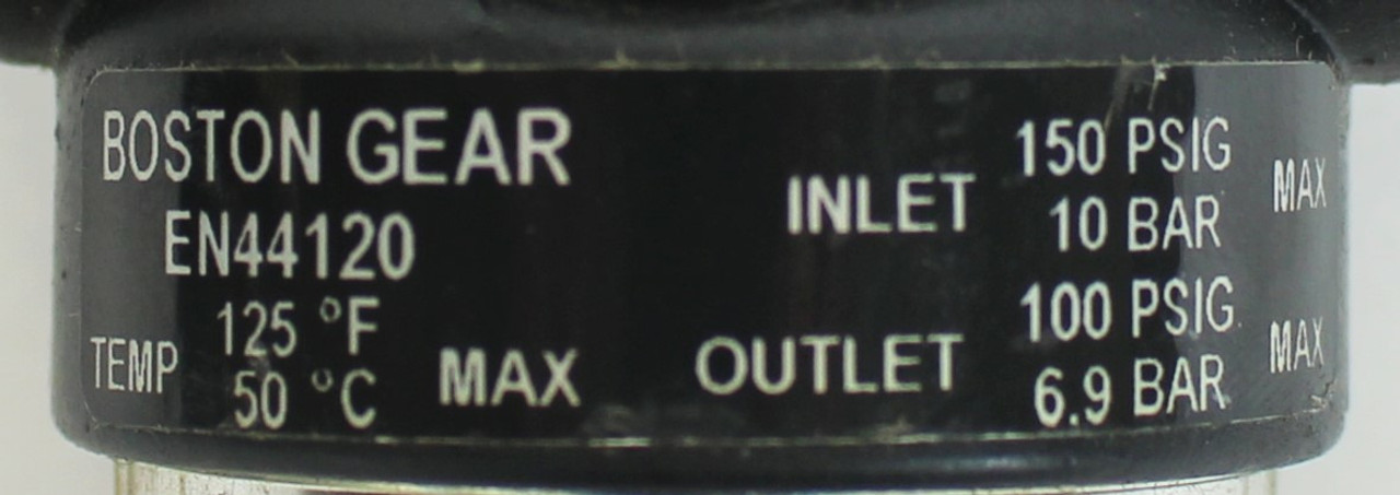 Boston Gear EN44120 Filter/Regulator PSIG 150 Inlet, 100 PSIG Outlet, Temp 125 F