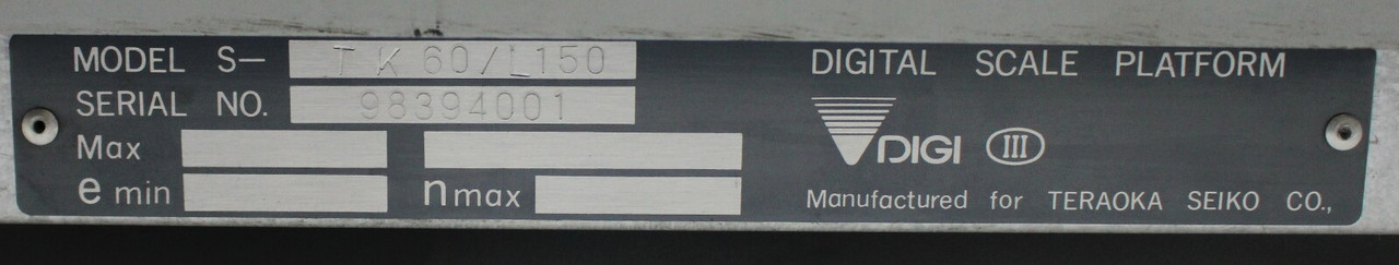 DIGI S-TK 60/L150 Digital Scale w/ DI-10 Scale Head  201/2"Wide x 16 11/2"Long