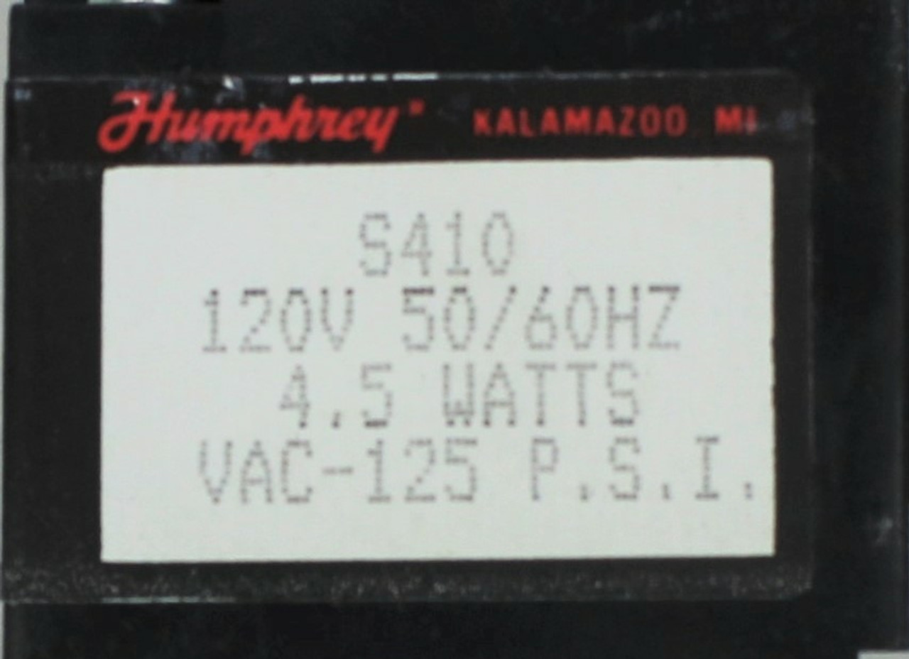 Humphrey S410 Pneumatic Solenoid Valve 120 V 50/60 HZ 4.5 Watts
