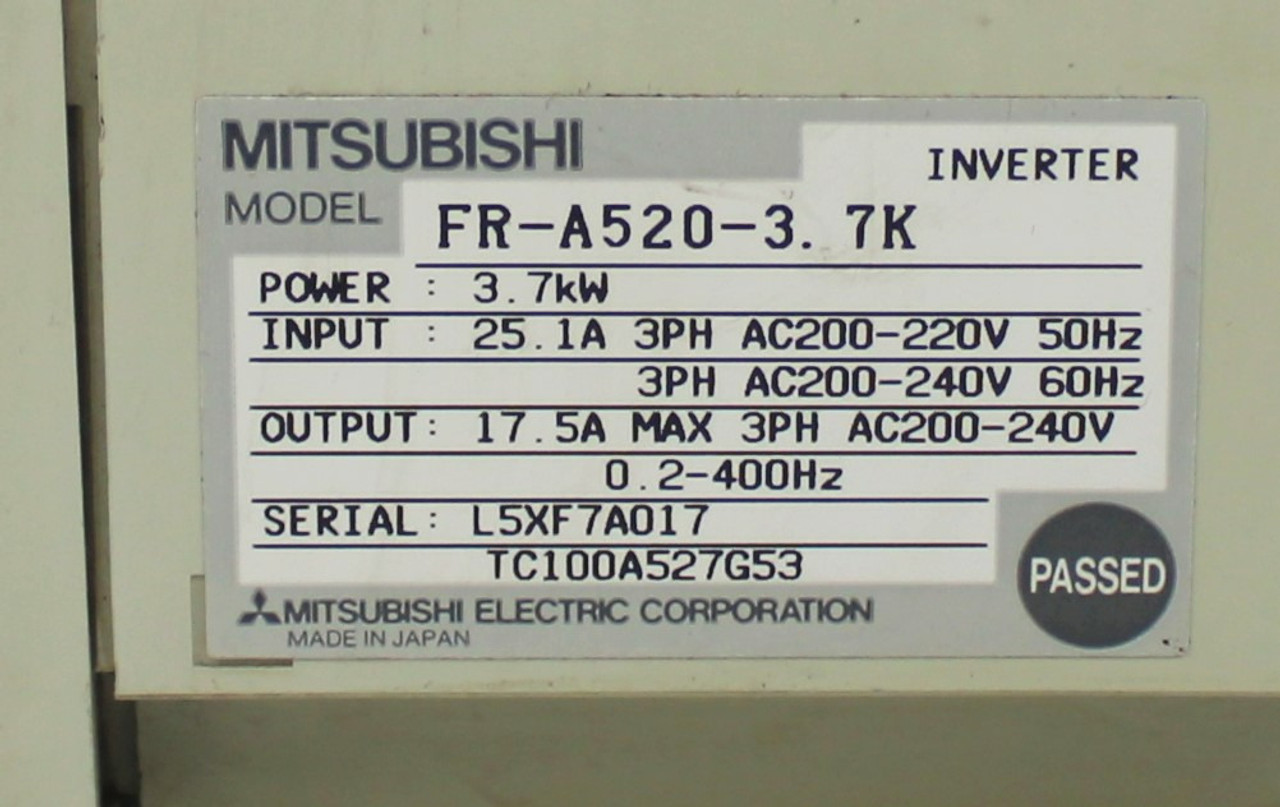 Mitsubishi FR-A520-3. 7K Inverter 3PH