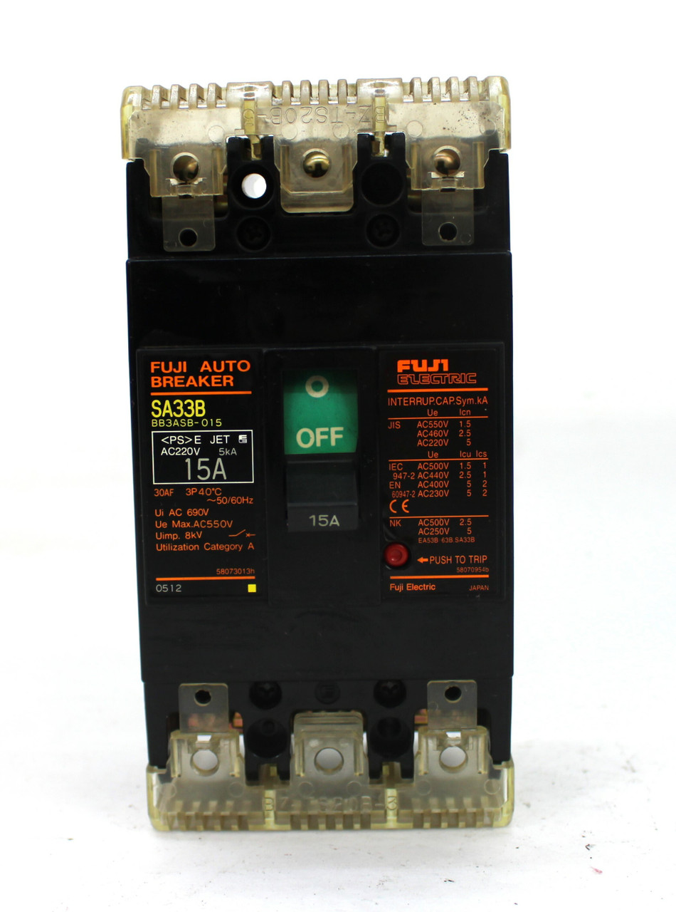 Fuji Electric BB3ASB-015 Auto Circuit Breaker 3-Pole, 690V