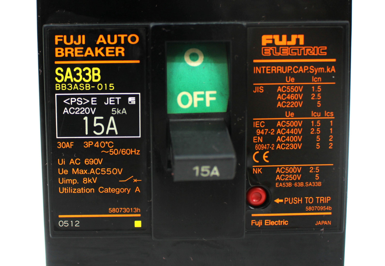 Fuji Electric BB3ASB-015 Auto Circuit Breaker 3-Pole, 690V