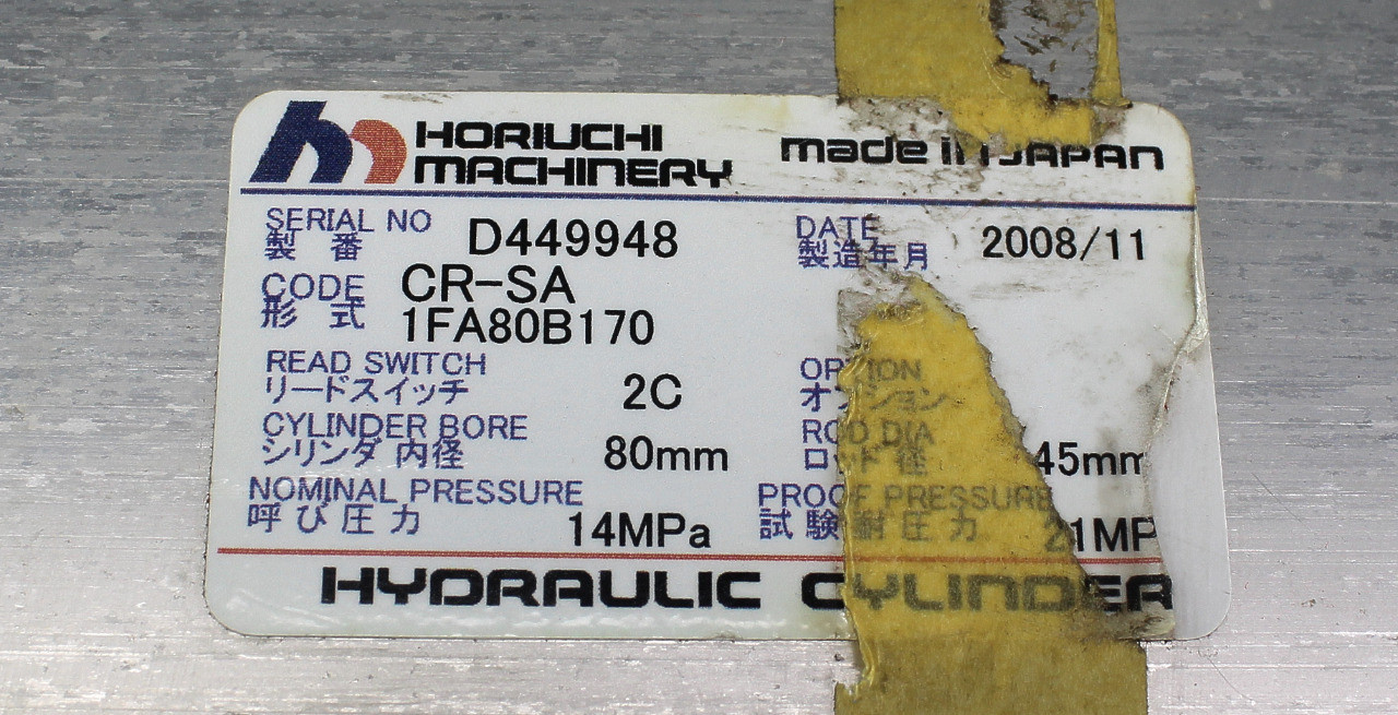Horiuchi Machinery CR-SA 1FA80B170 Hydraulic Cylinder Used