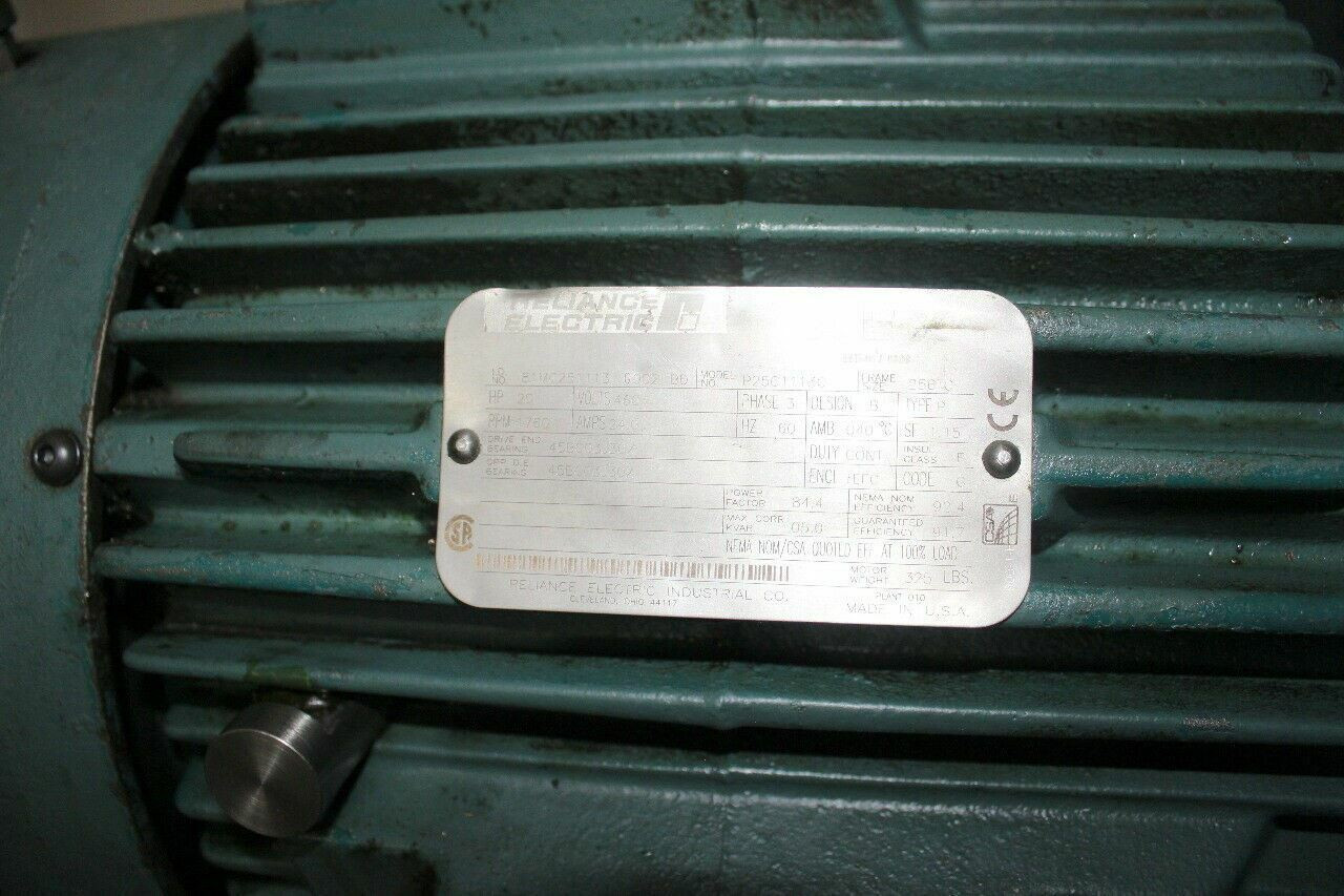 Reliance Electric 20Hp Motor 1760 RPM 256TC Frame TEFC 460V P25G1113C
