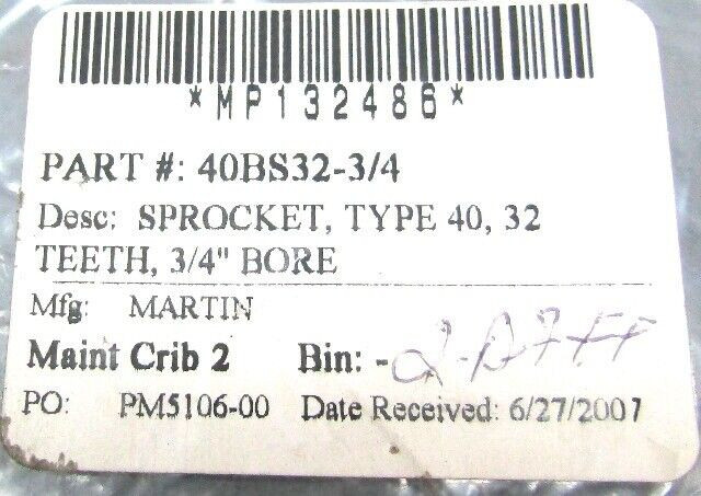 Martin 40BS32-3/4 Sprocket  Type40  32Teeth  3/4Bore  New