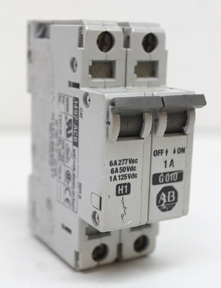 Allen Bradley 1492-CB1G010 Ser. B Circuit Breaker 1 Pole 1 Amp 277 V w/1492-ACB Ser. B