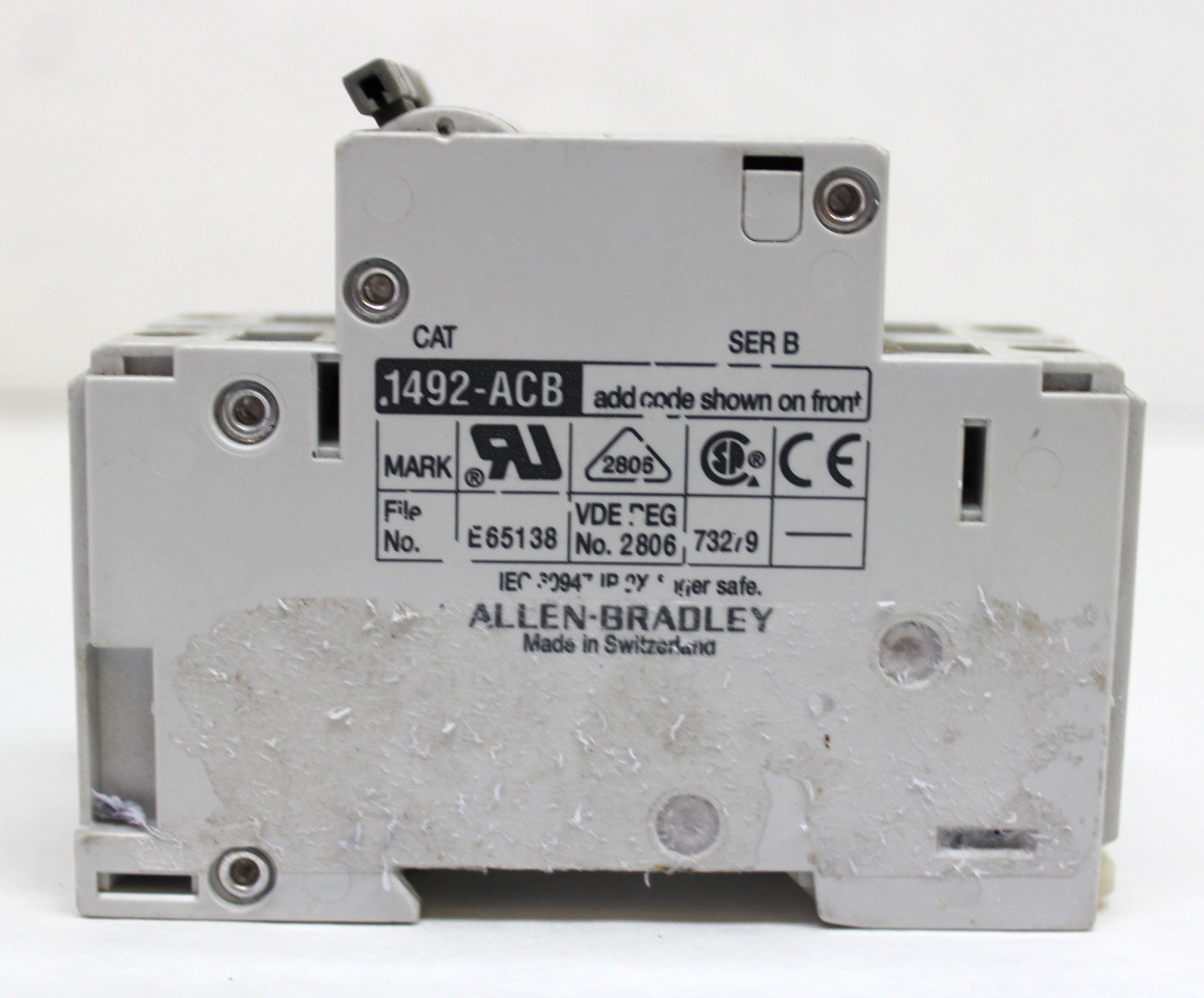 Allen Bradley 1492-CB1G010 Ser. B Circuit Breaker 1 Pole 1 Amp 277 V w/1492-ACB Ser. B