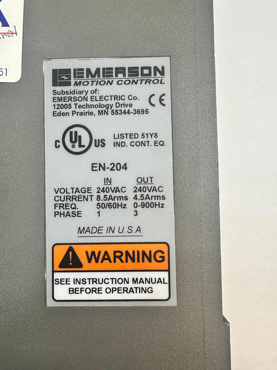 Emerson EN-204 Digital Servo Drive 960500-06