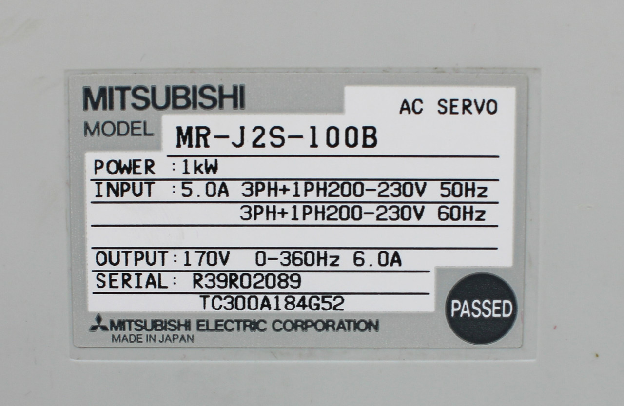 Mitsubishi MR-J2S-100B AC Servo Drive, 1kW