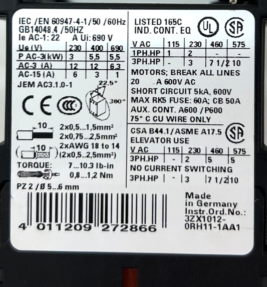 Siemens 3RT1017-1BB41 - Additional Detail View
