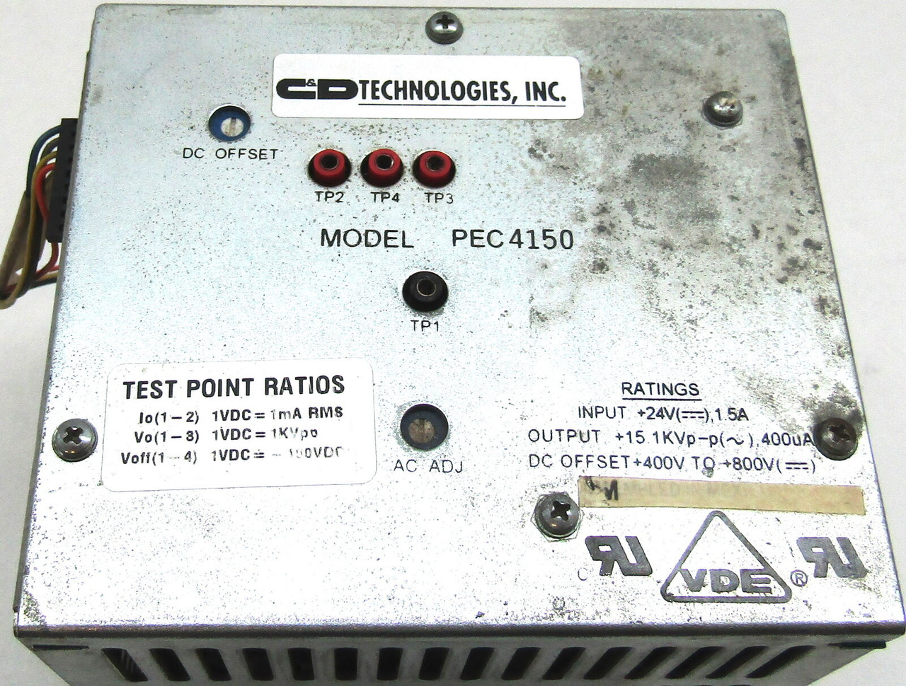 C&D Technologies PEC4145 Laser Power Supply 24 VDC Input 15.1 VKp Output