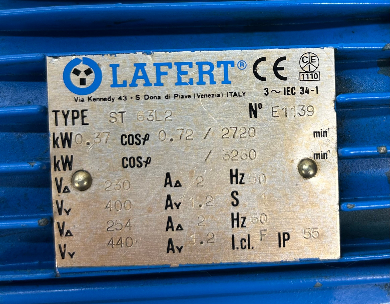 Lafert ST 63L2 Electric Motor w/ Gear Reducer